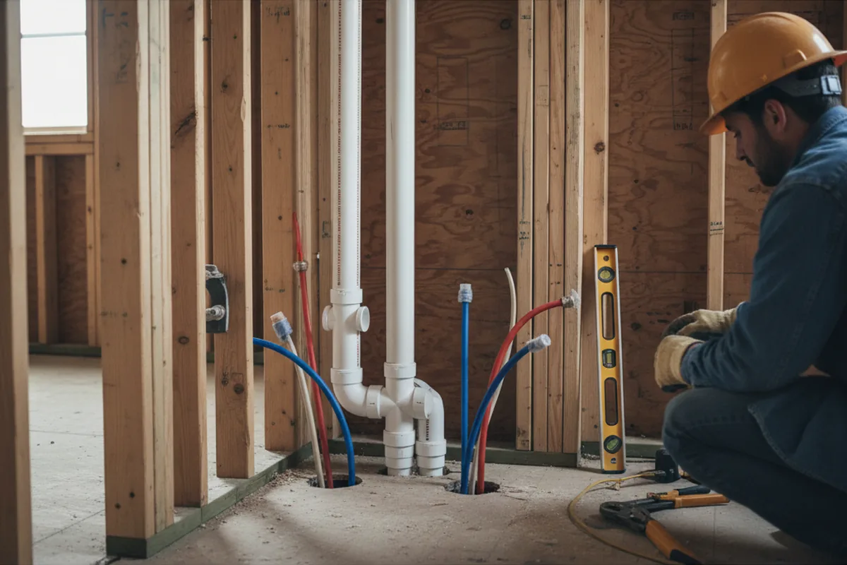 Drain and supply rough-in during Drain Cleaning in Salt Point