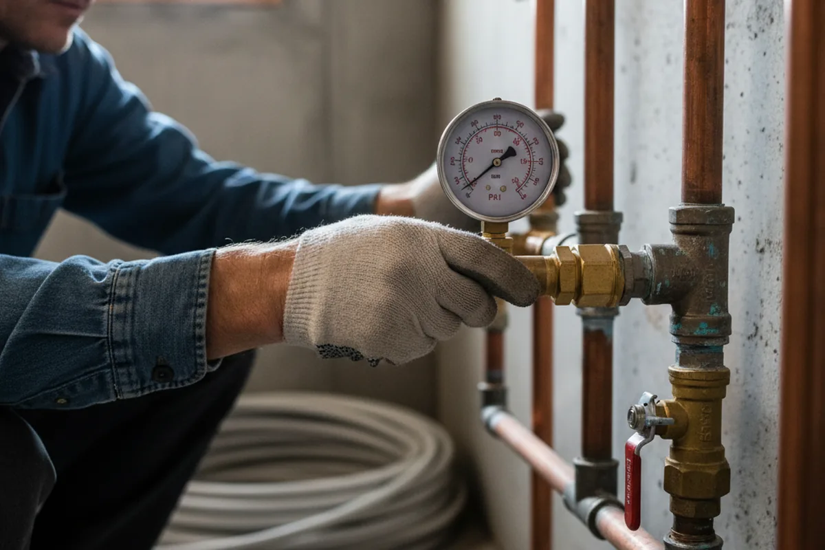 Pressure testing a repaired line during Water Line Repair in Salt Point